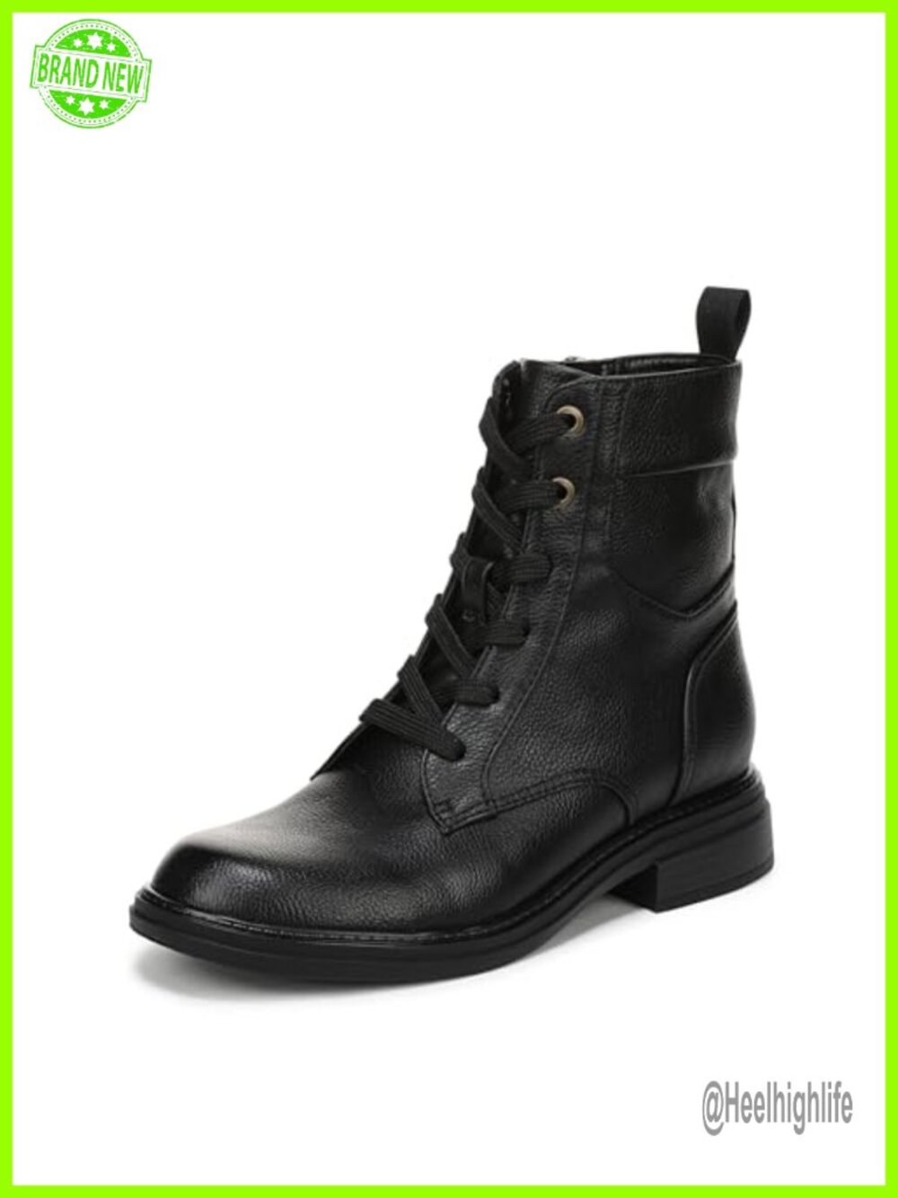 Faux Leather Ankle Bootie Block Heel Side Zip Lace Up Boot